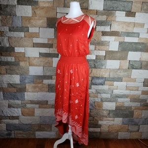 Anthropologie Hi Lo Maxi Dress Sz 6 Embroidered